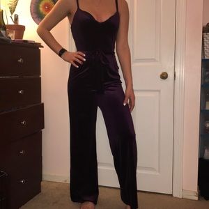 Purple velvet body suit